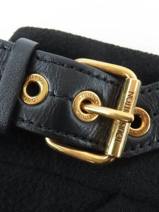 Louis Vuitton % Wool Leather with Belt Scallop Detail Mini Skirt Black 34 - Picture 6 of 12